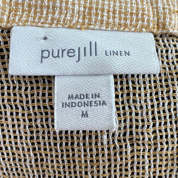 J. Jill Pure Jill Linen Tan Open-Knit 3/4 Sleeve Round Neck Top Lightweight M - Picture 6 of 7